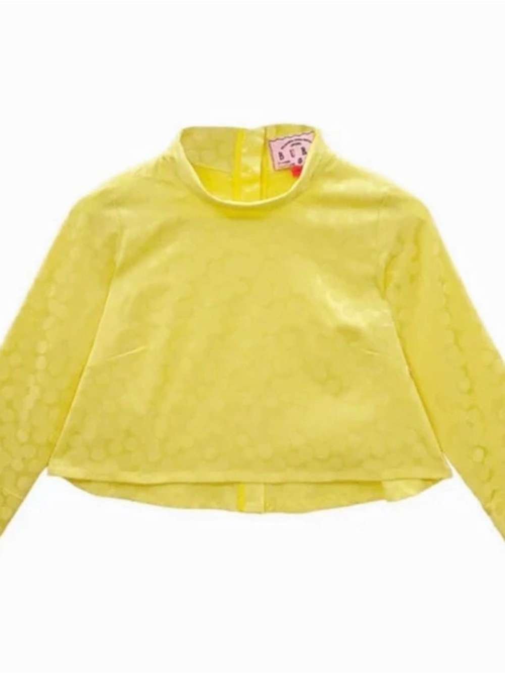 Buru NWT Long Sleeve Twiggy Top - Yellow Satin Polka Dot - Size M